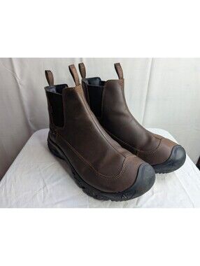 Keen Anchorage III Mens Hiking Boots Sz 12 Dark Earth Mulch Slip On Waterproof